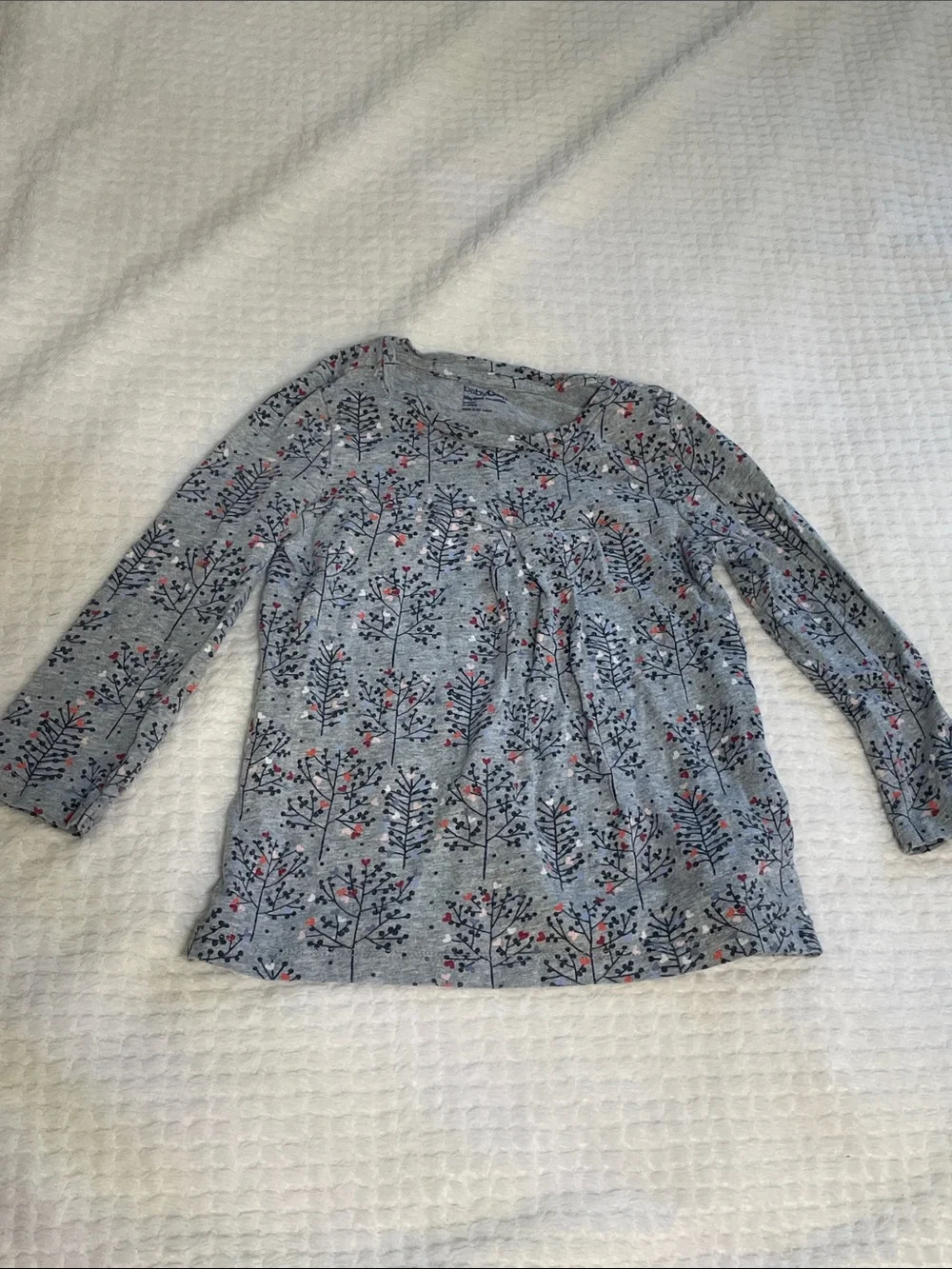 ❤️4 for $10 GAP Girls' Gray Floral Long-Sleeve Tee with Navy and Coral Accents